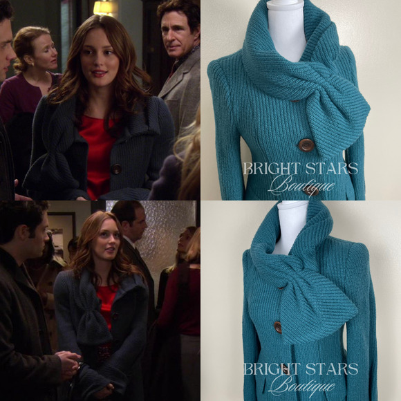Rare Kiss Me Bow Coat Teal Blue ASO Blair Waldorf Gossip Girl Jade Womens 4 - Picture 2 of 9